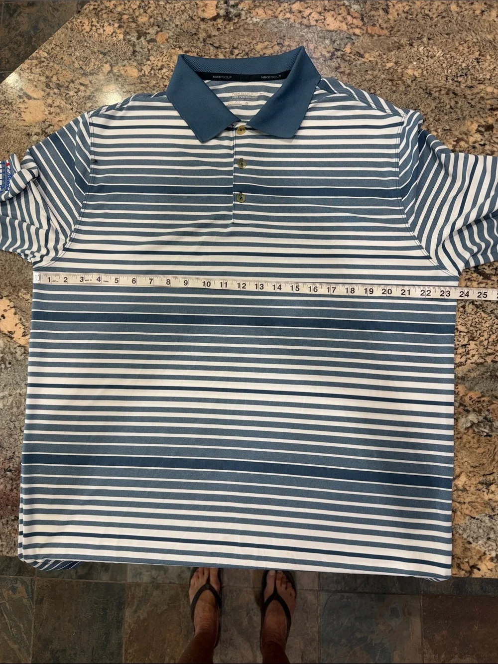 Nike Men's Navy & White Horizontal Stripe Polo